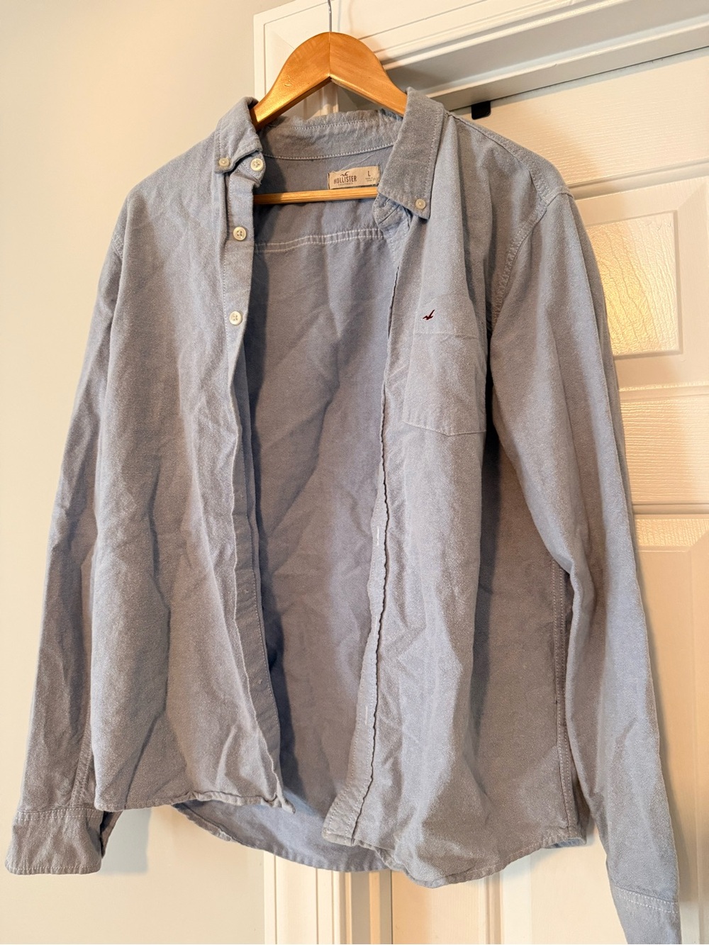 Hollister Light Blue Button-Down Shirt with Chest Pocket